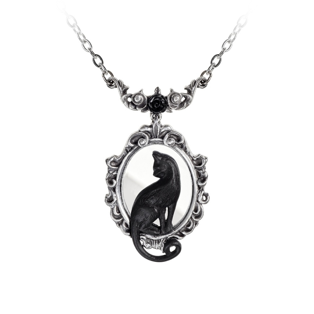 Alchemy Gothic Feline Felicity Black Cat Framed Mirror Pendant NEW